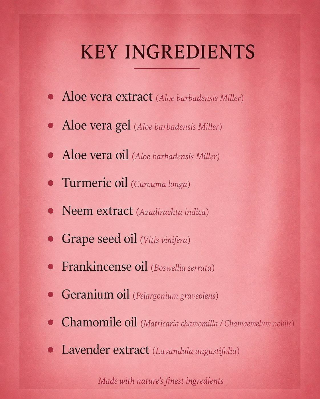 Aloe face gel key ingredients