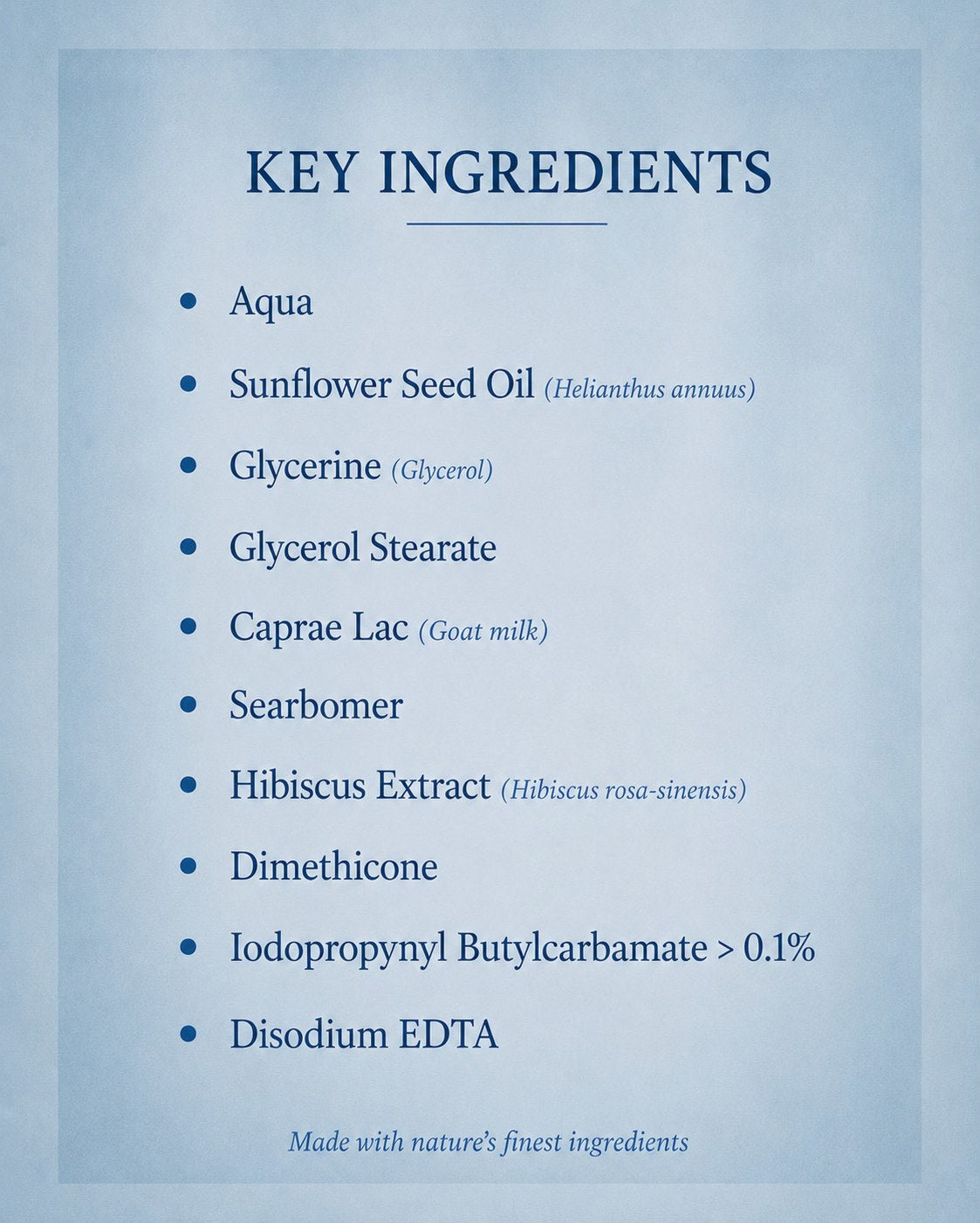 Goat milk lotion key ingredients